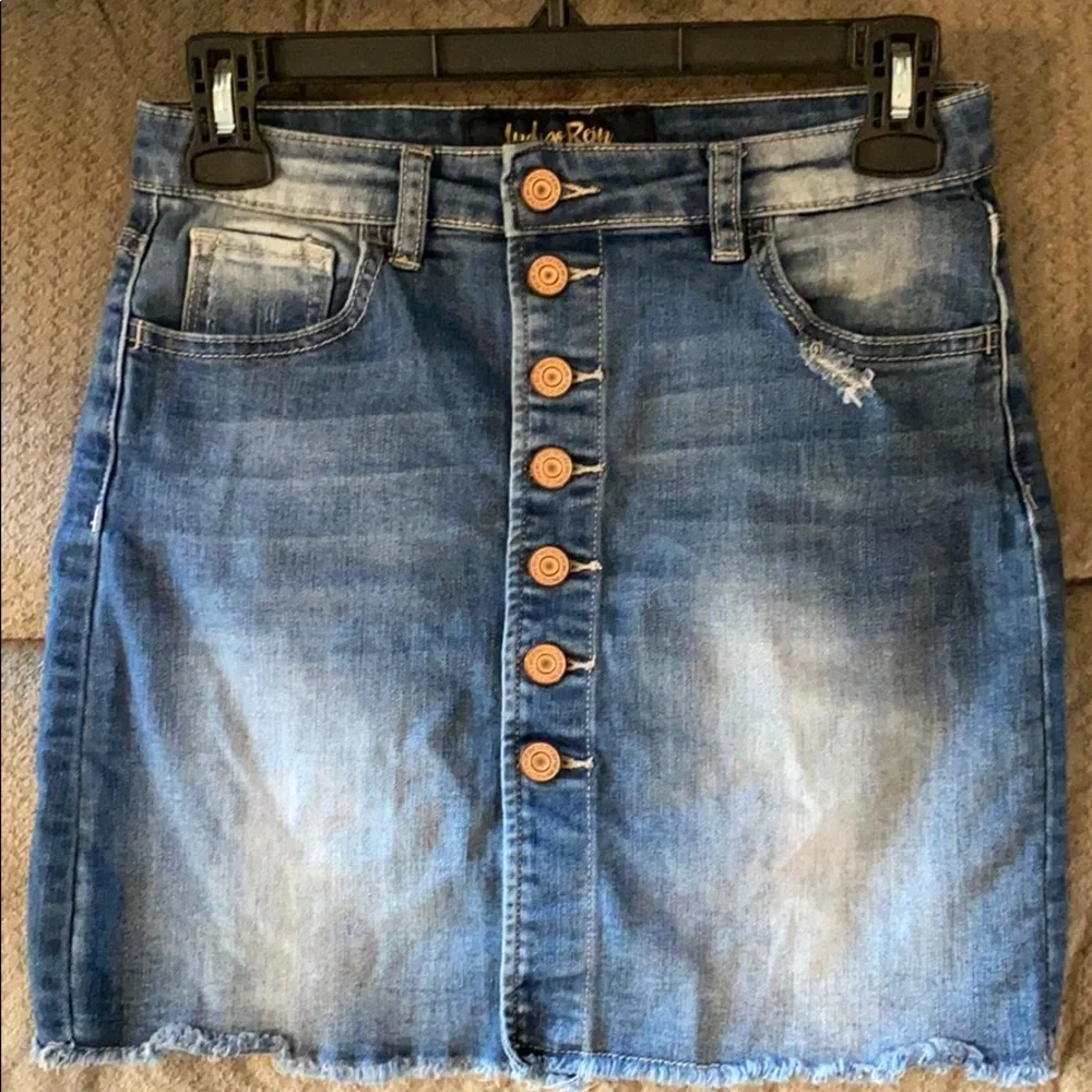 INDIGO REIN Button Fly Denim Jean Mini Skirt Size 0/23